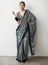 Chinon Digital Print Ready To Wear Saree With Blouse Piece-MWB-VP5020-GREY